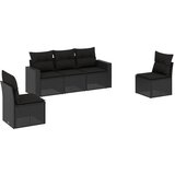 Maison Chic Seti vrtnega pohištva - Vrtna garnitura - Vrtni pohištvo set 5-delna z blazinami črn poli ratan, (21820407) | Shoptok.si