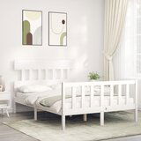 Maison Chic Posteljni okvir - Dvoposteljna postelja - Zakonska postelja brez vzmetnice bel 120x200 cm trdna borovina-J11238, (21771060) | Shoptok.si