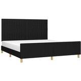  Posteljni okvir z vzglavjem črn 160x200 cm blago | Shoptok.si