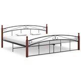 Kovina Posteljni okvir črna kovina in trdna hrastovina 200x200 cm | Shoptok.si