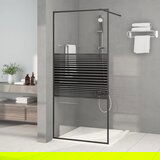 vidaXL Pregrada za tuš crna 90 x 195 cm s prozirnim staklom ESG | shoptok.hr
