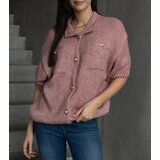 Gemre Shela pink women's sweater with short sleeves decorative buttons | Shoptok.si