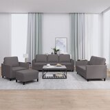  4-dijelni set sofa s jastucima sivi od umjetne kože Siva Cijene