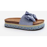 Kesi Women's platform slippers with bow, blue Evatria Cene