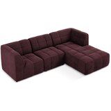 Makamii Bordo rdeča žametna kotna sedežna garnitura (desni kot/z ležalnikom) Aloha – | Shoptok.si