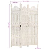 Sobna pregrada s 3 panela bijela 120x165 cm masivno drvo manga | Eponuda.ba