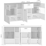 Modern Living Široka Komoda Dalano, Bela, Barva Hrasta | Shoptok.si