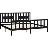  Okvir za krevet s uzglavljem crni 200 x 200 cm od masivnog drva | shoptok.hr