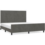 The Living Store Posteljni okvir z vzglavjem temno siv 160x200 cm žamet - Posteljni Okvir Z Vzglavjem, (21491718) | Shoptok.si