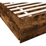 vidaXL Posteljni okvir s predali dimljen hrast 90x200 cm inž. les | Shoptok.si
