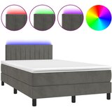  box spring s madracem LED tamnosivi 120 x 190 cm baršun | shoptok.hr