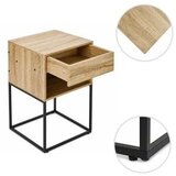 ModernHome GIC-NST65-15 – Nočna omarica z predalom in polico, 40 × 38,5 × 64,5 cm, svetel hrast/črna | Shoptok.si