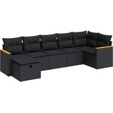 7-dijelni set vrtnih sofa od poliratana s jastucima crni Slike