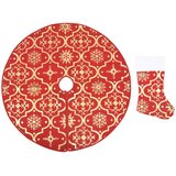  Luksuzna suknja za božićno drvce s čarapom crvena 122 cm tkanina | shoptok.hr