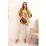 Kesi Włoski Women's cotton blouse with butterfly motif and short sleeves kiwi | Shoptok.si