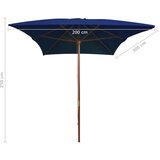  Vrtni suncobran s drvenim stupom 200 x 300 cm plavi | shoptok.hr