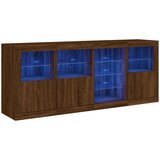 Maison Chic Komoda - Predalnik z LED lučkami dimljen rjav hrast 164x37x67 cm, (21722023) | Shoptok.si