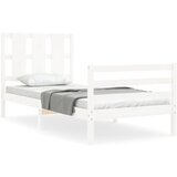 Maison Chic Posteljni okvir - Enojna postelja - Postelja za odrasle z vzglavjem bel 90x200 cm trden les-J9354, (21766620) Cene