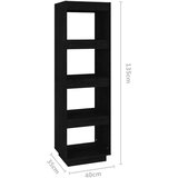 vidaXL Ormarić za knjige / sobna pregrada crni 40x35x135 cm borovina | shoptok.hr
