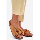 Boto Women's Cork Sole Slippers With Bow Camel Seressa | Shoptok.si