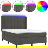 The Living Store Box spring postelja z vzmetnico LED temno siva 140x200 cm žamet - Box Spring Postelja, (21489147) | Shoptok.si