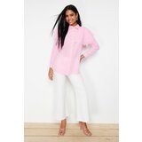 Trendyol Light Pink Big Collar Cotton Woven Shirt Cene