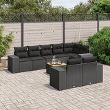 vidaXL 9-dijelni set vrtnih sofa s jastucima crni od poliratana | shoptok.hr