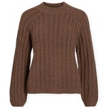 Vila Puloverji Kempke Knit - Pinecone Kostanjeva Cene