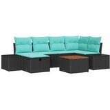 vidaXL Vrtna sedežna garnitura z blazino 7 pcs Črna Poly ratan, (5000022293) | Shoptok.si