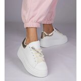 Gemre White sneakers with a golden insert and stiletto with rhinestones Floura | Shoptok.si