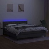  Box spring postelja z vzmetnico LED temno siva 160x200 cm blago, (20937300) | Shoptok.si