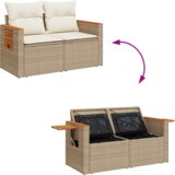 vidaXL Vrtna sedežna garnitura z blazino 8 pcs Bež Poly ratan | Shoptok.si