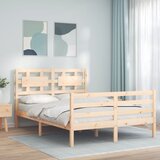 vidaXL Posteljni okvir z vzglavjem 120x200 cm trden les | Shoptok.si