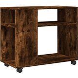 vidaXL Bočni stolić s kotačima boja hrasta 70x35x60 cm drveni | shoptok.hr
