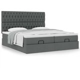 vidaXL Otomanski posteljni okvir z vzmetnicami siv 200x200 cm blago | Shoptok.si
