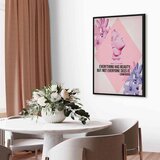  Slika - Beauty in the Eyes - Inspirational Quote with Pink Bust and Flowers 80x120 U crnom drvenom okviru | shoptok.hr