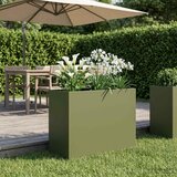  Vrtna saksija Maslinastozelena 60 x 30 x 40 cm Čelična vrata | shoptok.hr
