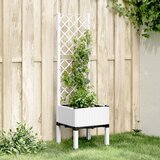 vidaXL Vrtno cvetlično korito z oporno mrežo belo 40x40x142 cm PP | Shoptok.si