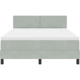 Box Spring Krevet s Madracem &amp LED Svjetlom Svjetlosiva 140x200 cm Baršun | shoptok.hr