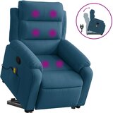 Maison Chic masažni naslanjač - Relax naslanjač s funkcijo vstajanja moder žamet, (22134489) | Shoptok.si
