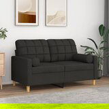 vidaXL Kavč dvosed z blazinami črn 120 cm blago | Shoptok.si
