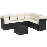 Maison Chic Seti vrtnega pohištva - Vrtna garnitura - Vrtni pohištvo set 7-delna z blazinami črn poli ratan, (21801434) | Shoptok.si