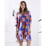 Resti Navy blue women's dress with print and frill | Shoptok.si