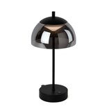 Honsel Moderne tafellamp zwart 35 cm smoke glas incl. LED 3-staps dimbaar - Djent Cene