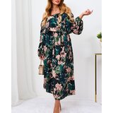Resti Black and green floral maxi dress for women | Shoptok.si