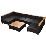  7-dijelna vrtna garnitura od poliratana s jastucima crna | shoptok.hr