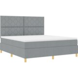 Box Postelja z vzmetnico z vzglavjem Svetlo siva 180 x 200 cm blago, (5000127229) | Shoptok.si
