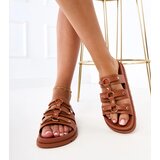 Gemre Brown Roman Sandals with Studs Elenois | ePonuda.com