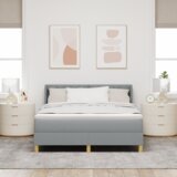  Krevet sa oprugom s jastukom svjetlosive boje 160x200 cm | shoptok.hr
