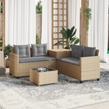 Maison Chic Vrtni kavč - Zunanji kavč z mizo in blazinami v obliki črke L bež poli ratan, (22043821) | Shoptok.si